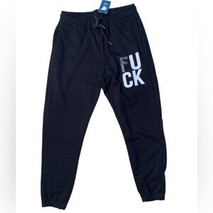 Black Joggers with White Lettering Sz various